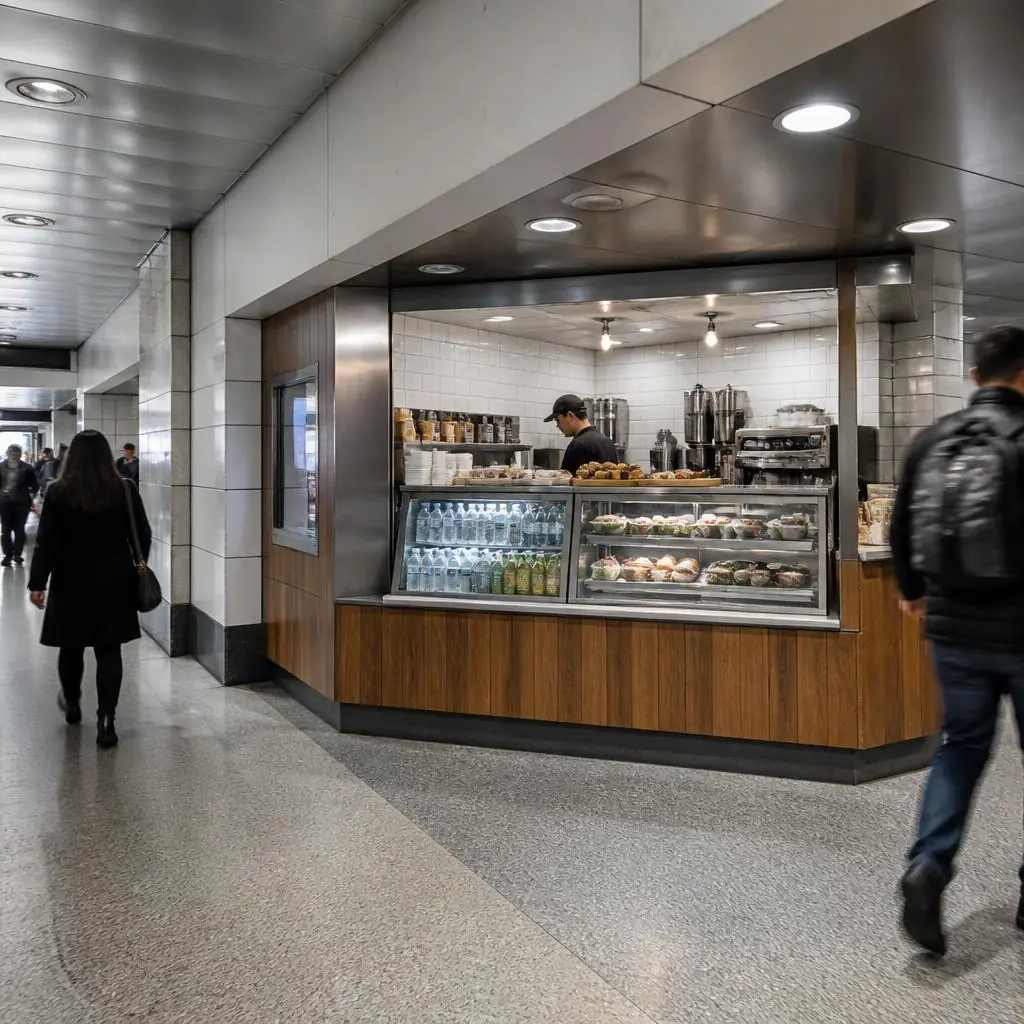 Illustrative food concession rendering for 59th St Columbus Cir